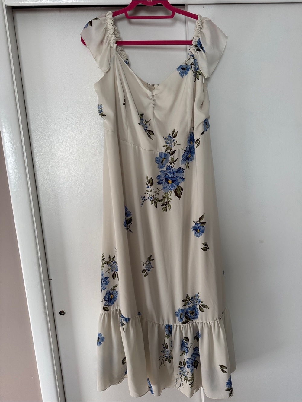 Sugarlips Cream Maxi Dress with Blue Floral Print